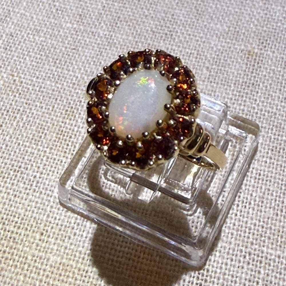 14K Gold Opal & Garnet Ring
